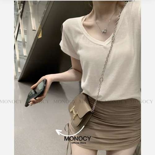 Áo Thun Ngắn Tay Cổ Tim Form Rộng BIGSIZE Vải Cotton Giãn Siêu Mềm Mát MNC14