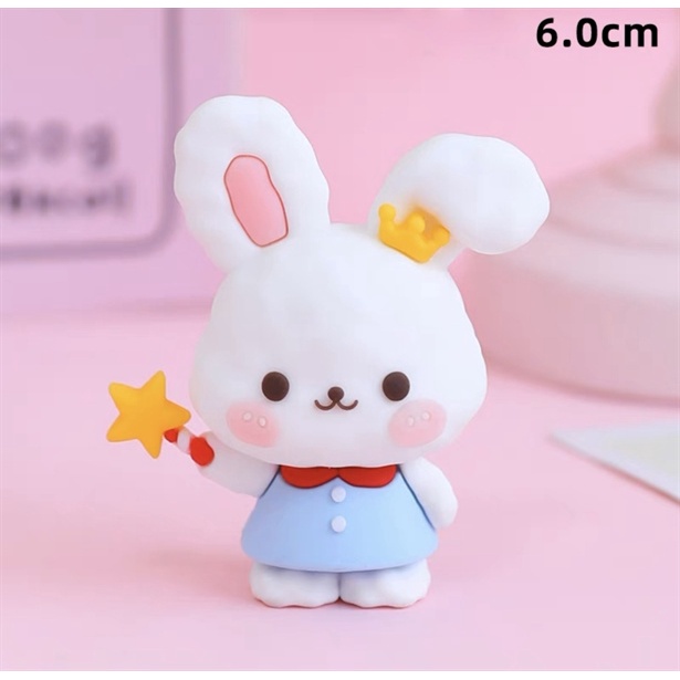 Trang trí silicon thỏ trắng cầm ngôi sao