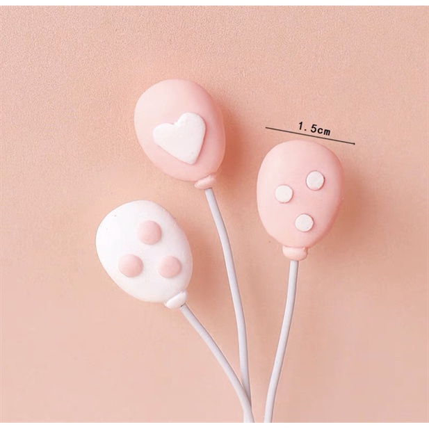 Set gốm mềm 3 quả bóng bay hồng + trắng