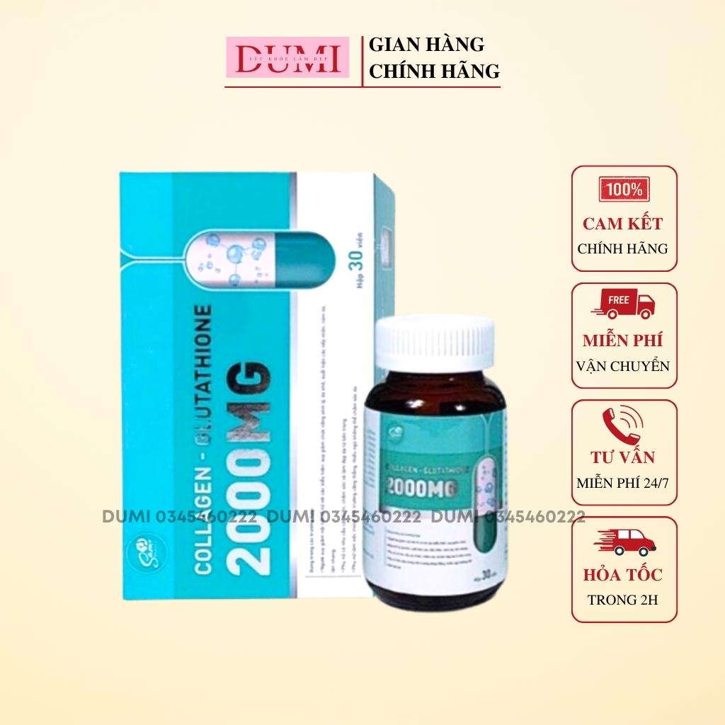 Viên Uống Trắng Da Glutathione 2000 mg Chính Hãng DUMI STORE Hộp 30 Viên Trắng Bật Tông Nhanh Chóng Mẫu Mới 2022