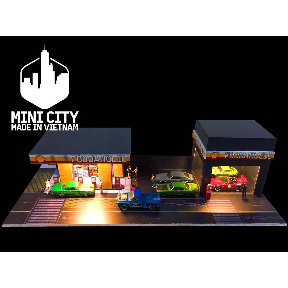 Mô hình cây xăng và showroom 1:64