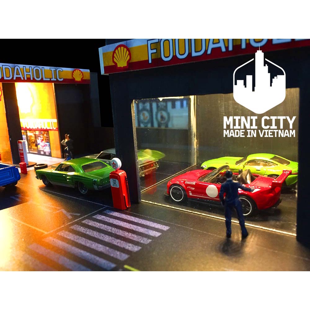 Mô hình cây xăng và showroom 1:64