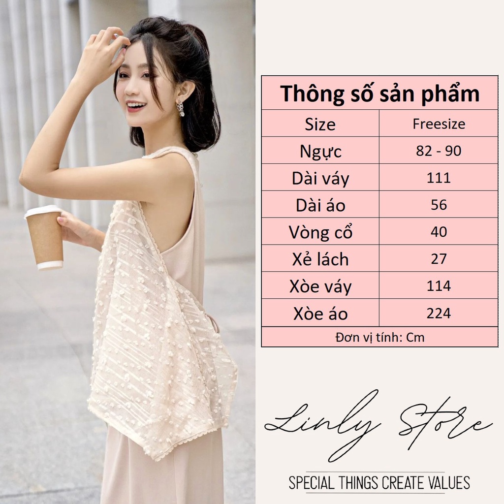 Váy nữ maxi dáng suông dài liền áo cổ yếm Linly Store V-MX2