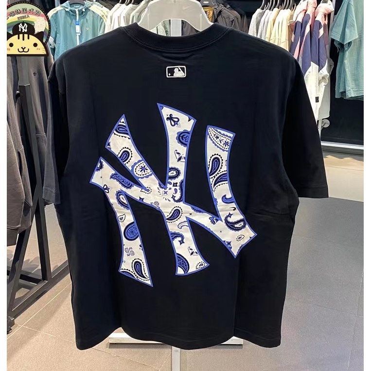 Áo Thun Thể Thao Tay Ngắn Cổ Tròn In Chữ MLB Cashew Và Hoa Đơn Giản Trẻ Trung