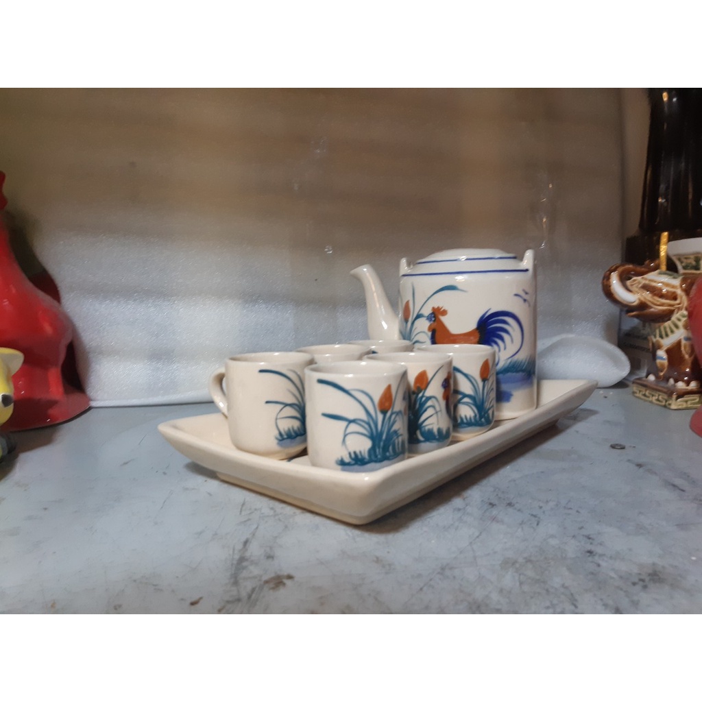 Bộ ấm trà con gà hình chữ nhật