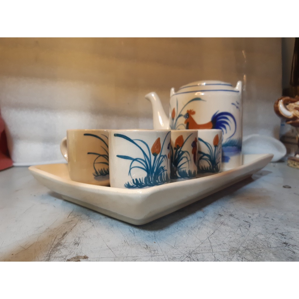 Bộ ấm trà con gà hình chữ nhật