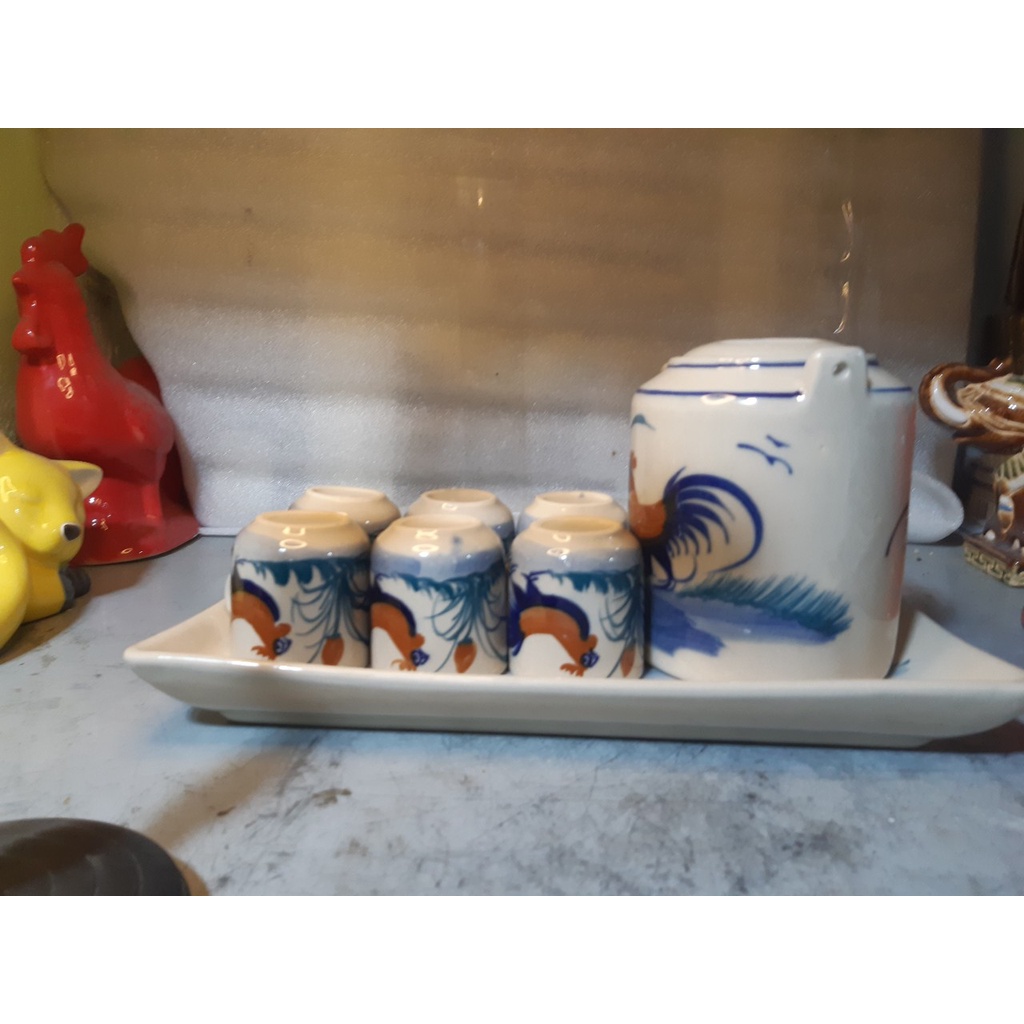 Bộ ấm trà con gà hình chữ nhật