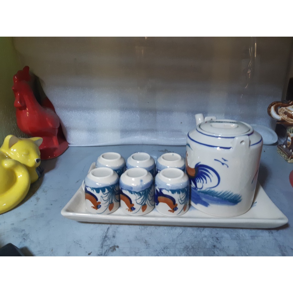 Bộ ấm trà con gà hình chữ nhật