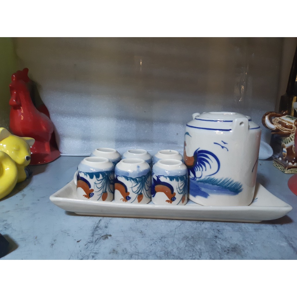 Bộ ấm trà con gà hình chữ nhật