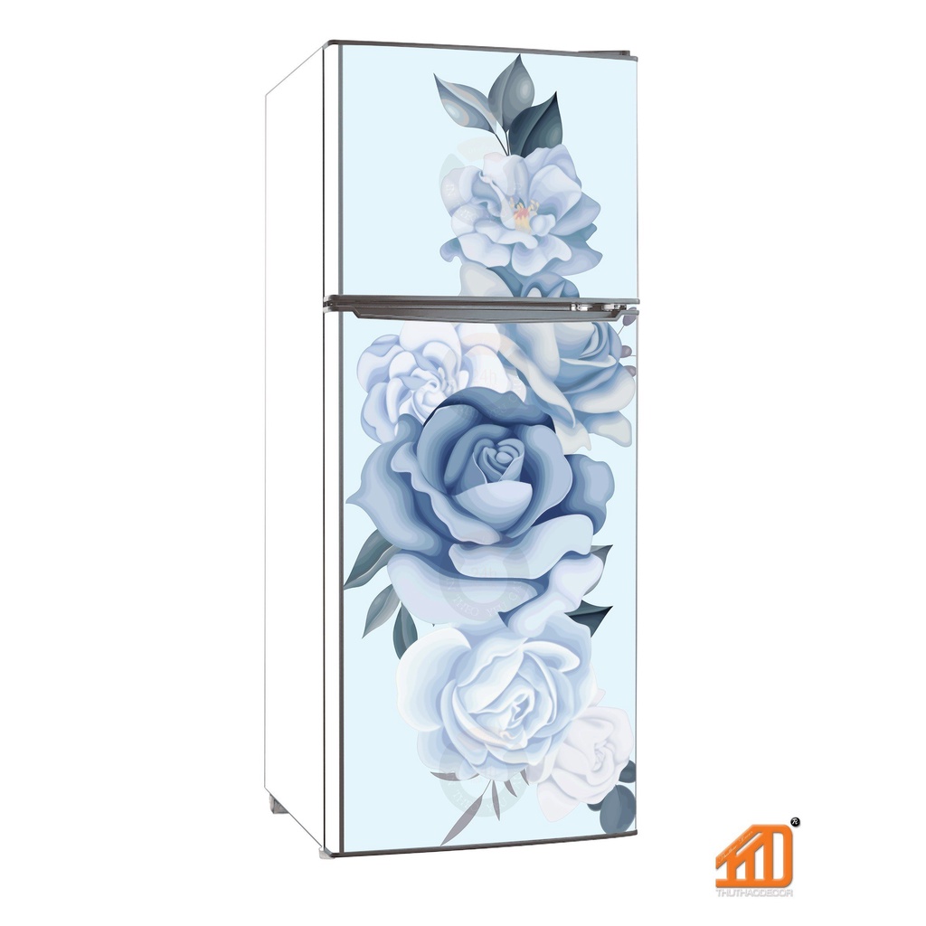 Miến dán trang trí tủ lạnh - HOA HỒNG XANH - chống thấm nước