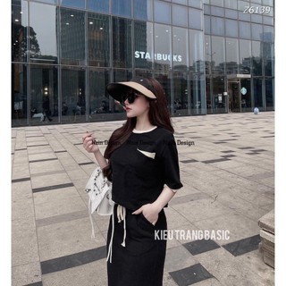 Sét áo cotton viền trắng mix cùng chân váy