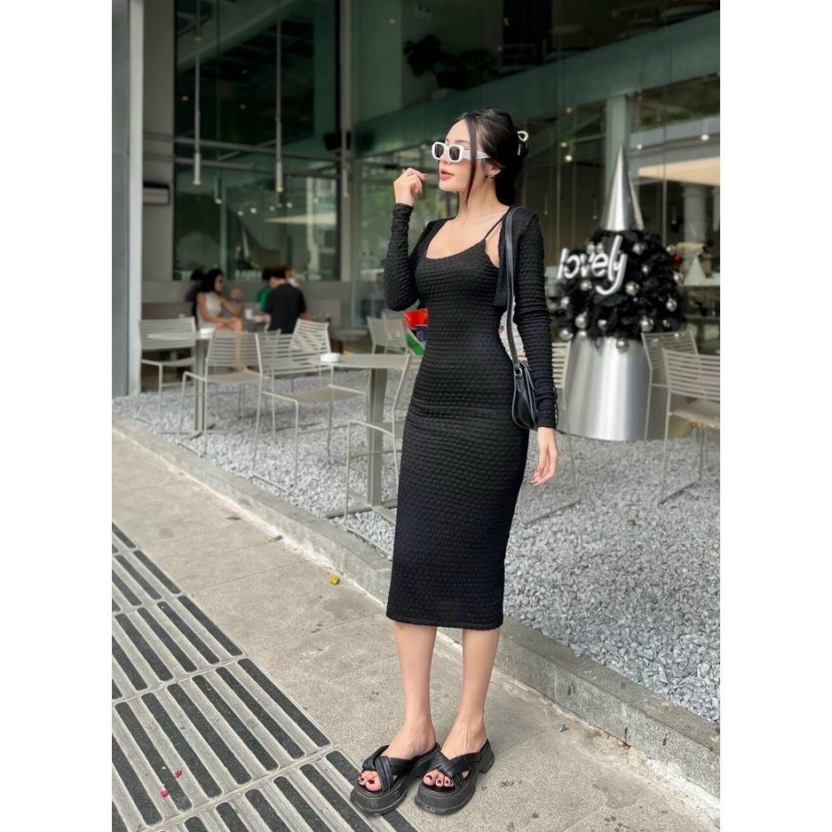 ĐẦM LEN GẠO ÔM BODY DÀI QUA GỐI