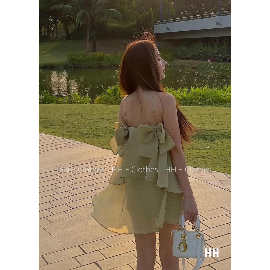 Sét tơ áo 2 dây nơ + quần quần sooc trơn cạp chun (kèm ảnh thật và video)