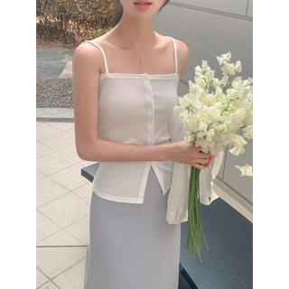 Áo 2 Dây, Có Nút Ngực, Xẻ Tà