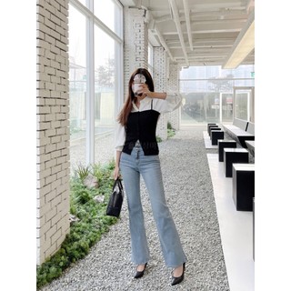 Áo 2 Dây, Có Nút Ngực, Xẻ Tà