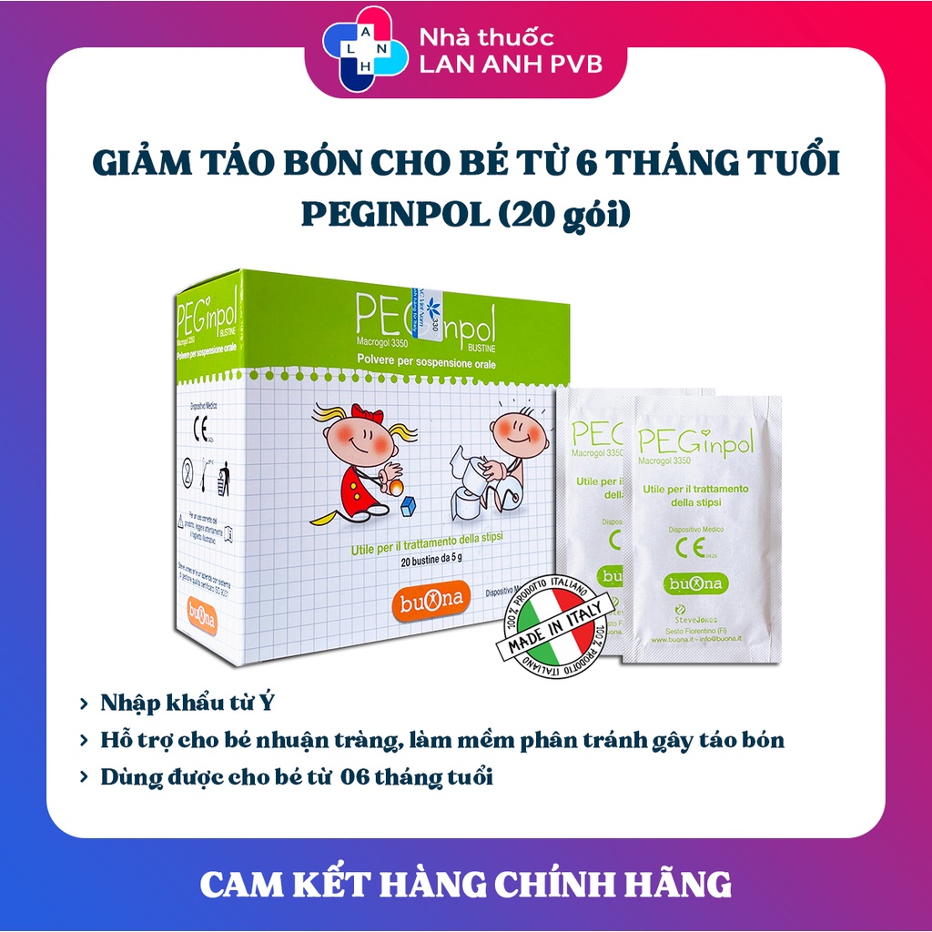 BUONA PEGINPOL MACROGOL 3350 (Hàng nhập khẩu) - Bổ xung chất xơ, hỗ trợ táo bón cấp và mãn tính cho trẻ em.