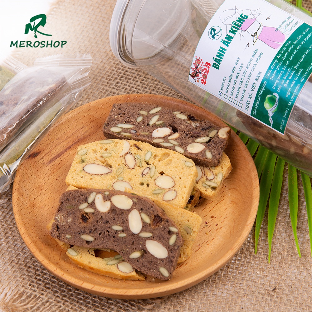 250GRAM BÁNH BISCOTI NGUYÊN CÁM 3 VỊ KHÔNG ĐƯỜNG