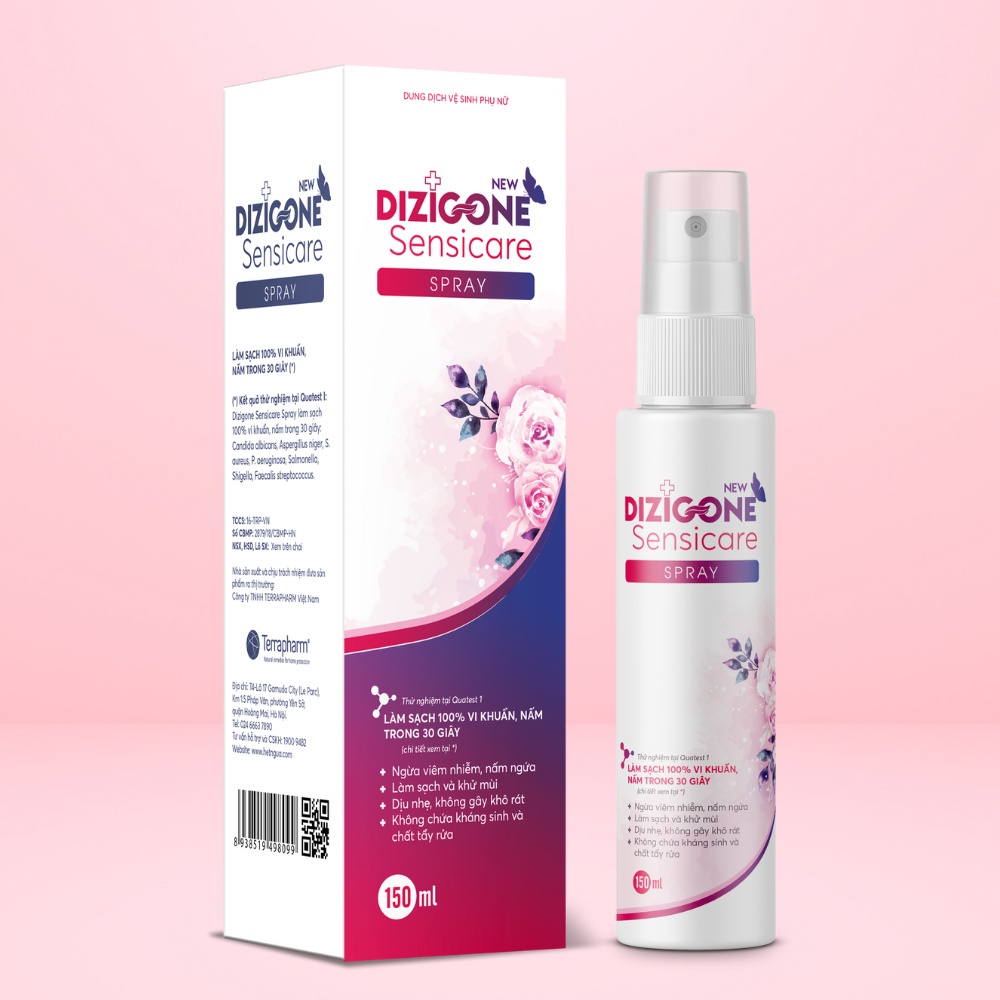 Xịt vệ sinh phụ nữ khử mùi hôi DIZIGONE Sensicare Spray làm sạch vùng kín, ngừa nấm ngứa 150ml