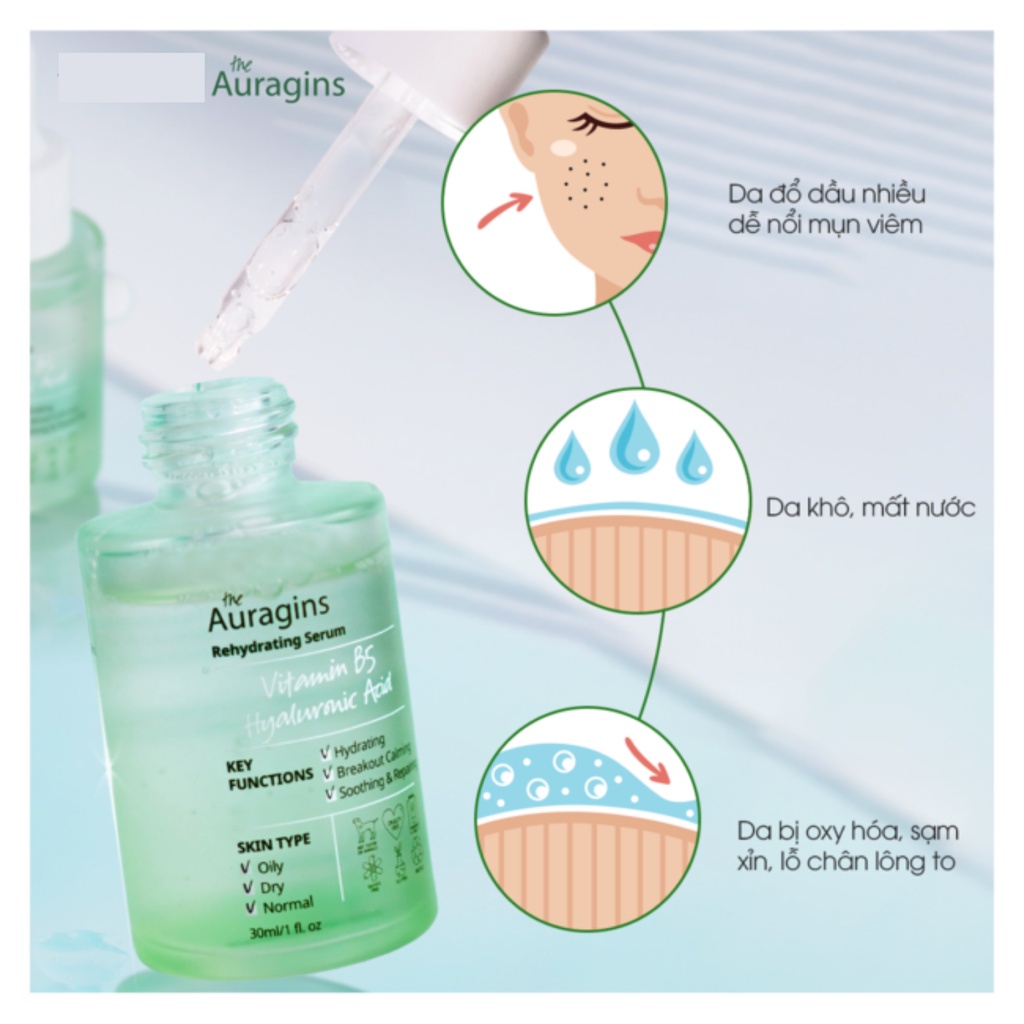 Tinh Chất Cấp Ẩm The Auragins Vitamin B5 + Hyaluronic Acid Rehydrating Serum