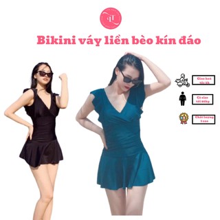 Đồ bơi nữ kín đáo váy liền bèo đi tắm biển, đi bơi có size to