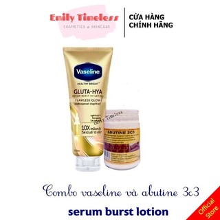 Combo siêu kích trắng abutine 3c3 + vaseline gluta hya 300ml