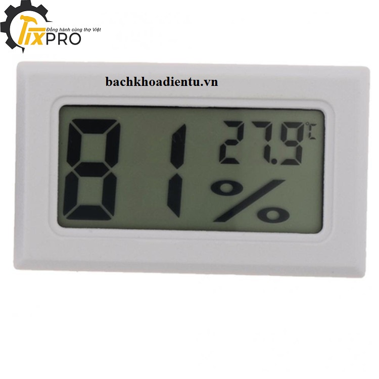 Đồng hồ đo nhiệt độ, độ ẩm phòng chính xác cao không dây màu trắng