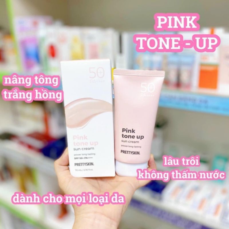 Kem Chống Nắng Nâng Tone Pretty Skin Pink Tone Up Hồng 70ml