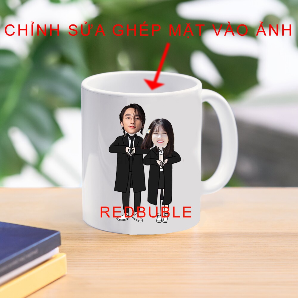 Cốc sứ đôi in hình chibi thay mặt quà tặng sinh nhật quà tặng đôi