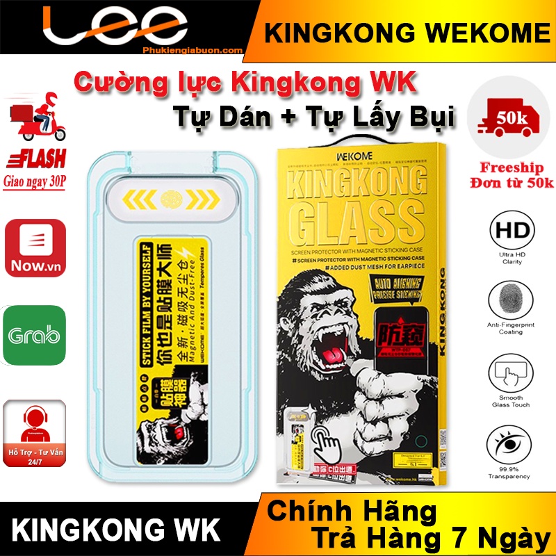 Cường Lực KingKong WEKOME Khung Tự Dán Tự Lấy Bụi Cho iPhone Chính Hãng WK