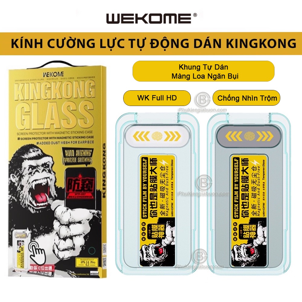 Cường Lực KingKong WEKOME Khung Tự Dán Tự Lấy Bụi Cho iPhone Chính Hãng WK