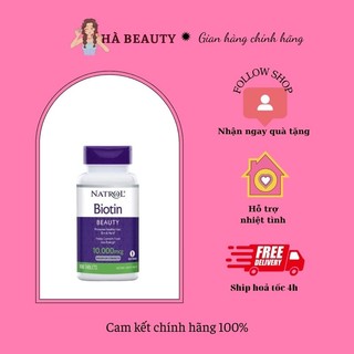 Viên uống mọc tóc , móng Natrol Biotin Beauty hàm lượng 10.000mcg lọ 100 viên Mỹ