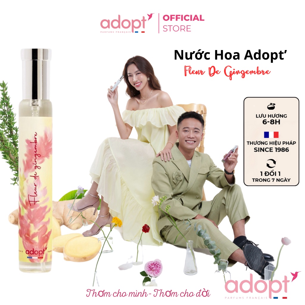 Nước hoa nữ thơm lâu chính hãng,nước hoa adopt Fleur De Gingembre hương tươi mát dễ chịu dung tích 30ml