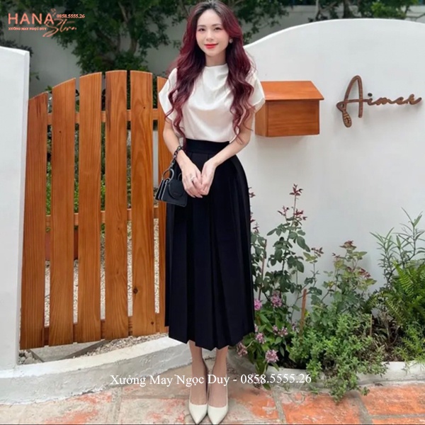 Áo sơ mi nữ kiểu nhún vai tay cánh dơi phong cách Hàn Quốc - Áo sơ mi công sở tiểu thư chất vải Lụa mềm mát mặc hẹn hò