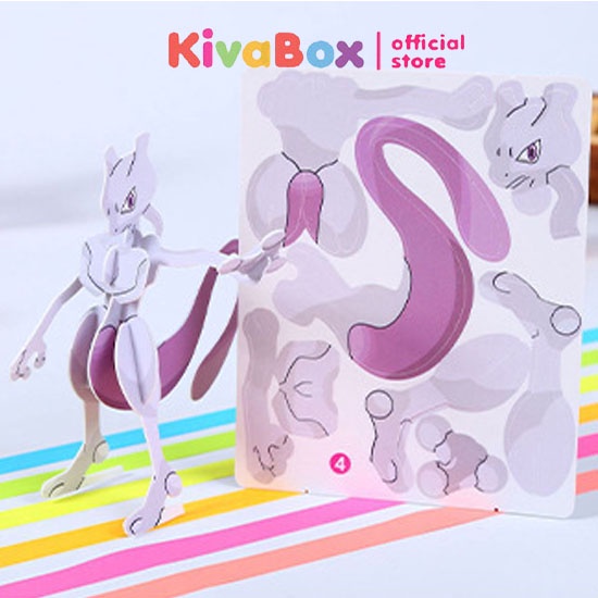 Mô hình lắp ráp Pokemon 3D Kivabox bằng giấy cứng 10 nhân vật Pokemon