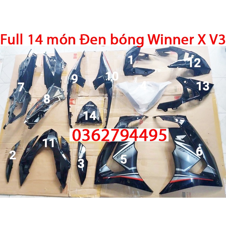 [Full] Dàn áo/Dàn nhựa Winner X 2022/ Winner V3 Đen bóng