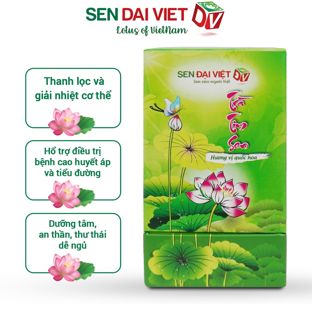 Trà Tim Sen Thượng Hạng- 100% Tim Sen, Giấc Ngủ Ngon, Sức Khỏe Tốt, ĐV- Sen Đại Việt- Hộp 100g