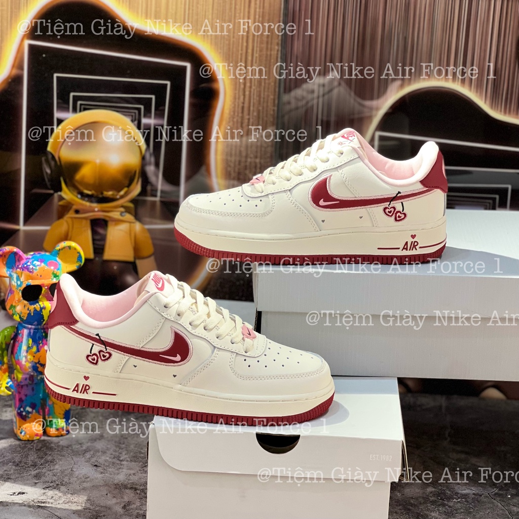 Giày Thể Thao Air Force Low 07 LX "Valentine's Day" White Pink 2023 Bản Cao Cấp Af1 Hồng Trắng Trái Tim