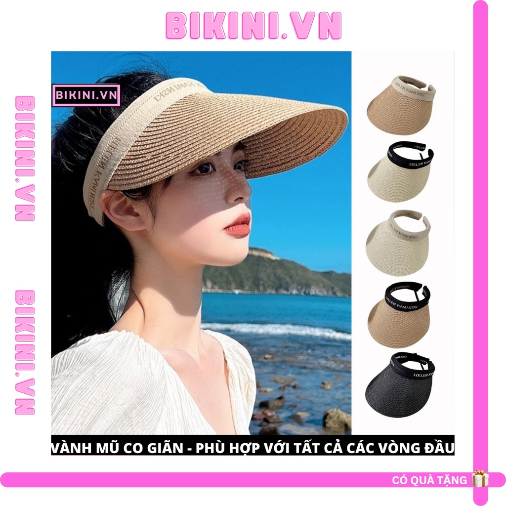 Mũ cói thời trang nam nữ, nón cói nữ rộng vành nửa đầu đi biển mùa hè năng động cá tính BIKINI.VN