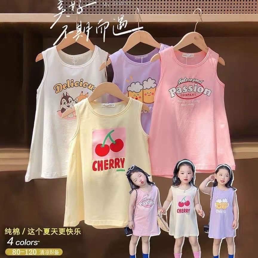 Váy xuông cotton in hình họa tiết dễ thương cho bé gái từ 8 - 22kg