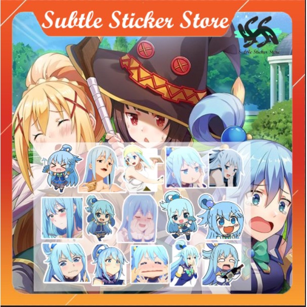 - Set 10/15 Sticker Aqua anime KonoSuba/KonoSuba: God's Blessing on This Wonderful World! dán trang trí