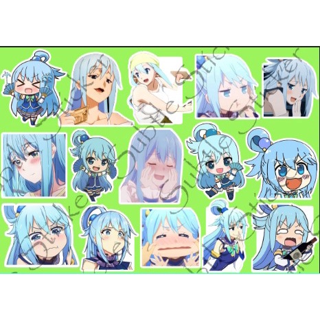 - Set 10/15 Sticker Aqua anime KonoSuba/KonoSuba: God's Blessing on This Wonderful World! dán trang trí