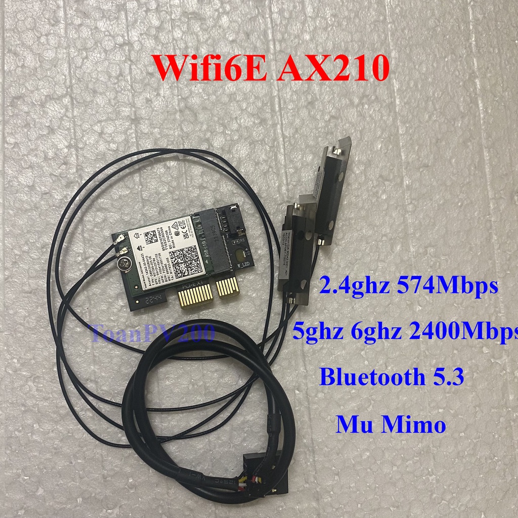 Card wifi intel AX210 2.4ghz 5ghz 6ghz bluetooth 5.3 lắp khe Pcie dùng cho PC máy tính bàn | BigBuy360 - bigbuy360.vn