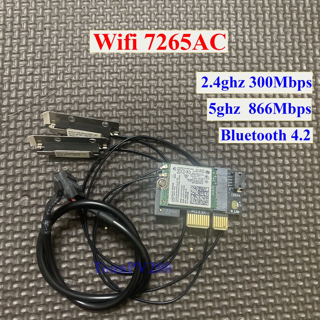 Card wifi intel AC 7265 2.4ghz 5ghz Bluetooth 4.2 lắp khe Pcie dành cho PC máy tính bàn | BigBuy360 - bigbuy360.vn
