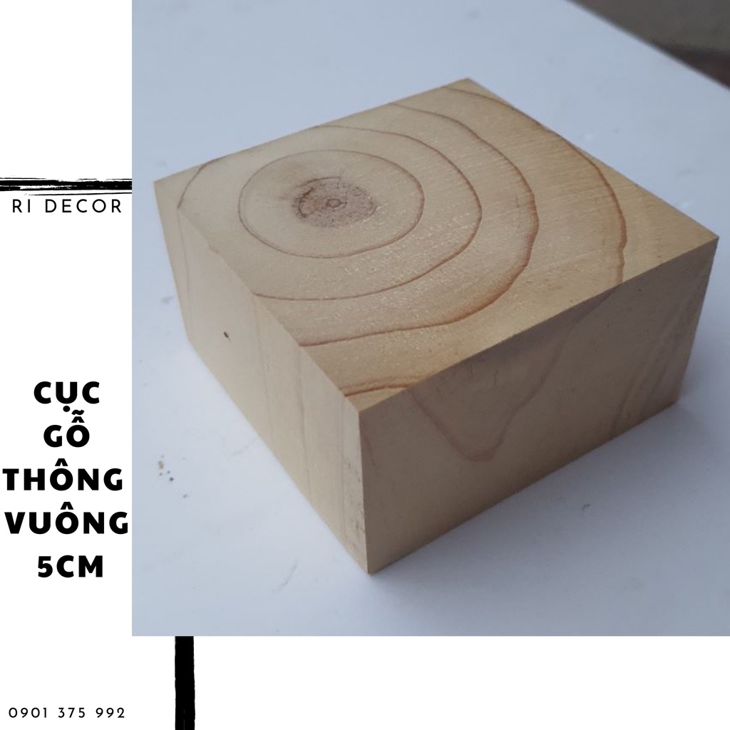 Miếng Gỗ Thông Vuông 5Cm Trang Trí Ốp Tường, Kê Chân Tủ Kệ Giường