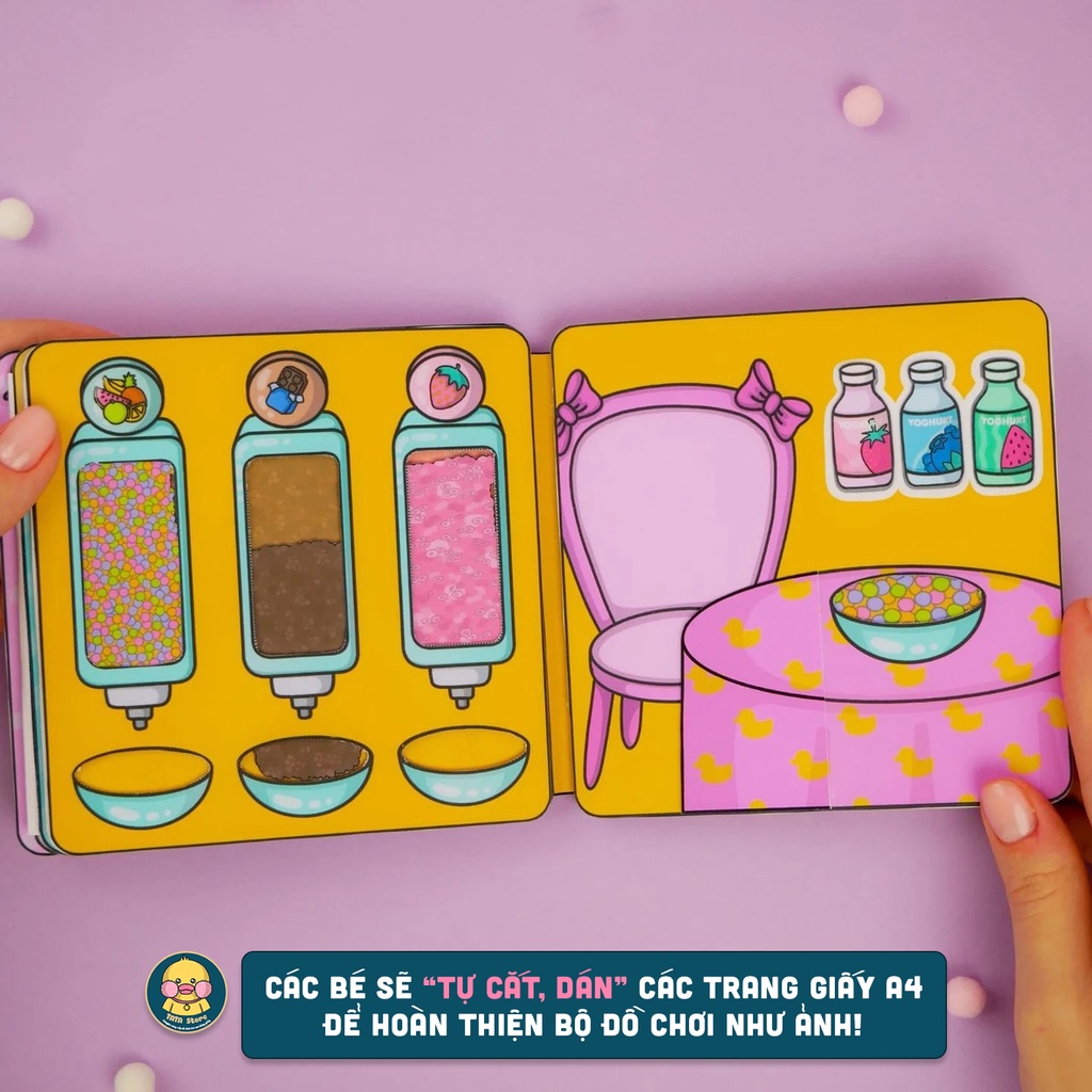 Nhà Bé Tèo, Vịt Lalafan - Ngôi nhà búp bê bằng giấy, đồ chơi tương tác bằng giấy cho bé