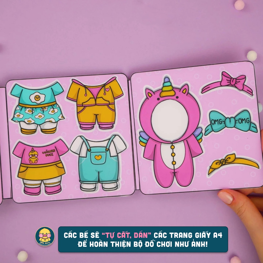 Nhà Bé Tèo, Vịt Lalafan - Ngôi nhà búp bê bằng giấy, đồ chơi tương tác bằng giấy cho bé