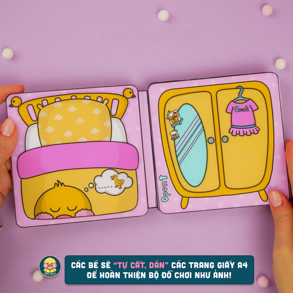 Nhà Bé Tèo, Vịt Lalafan - Ngôi nhà búp bê bằng giấy, đồ chơi tương tác bằng giấy cho bé