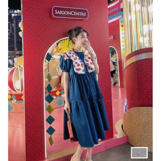 Đầm maxi cổ bèo đính hoa tiểu thư M211