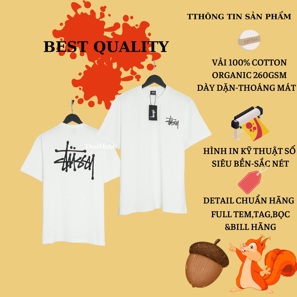 Áo thun stussy basic nam nữ form rộng tay lỡi vải cotton organic 100 Áo stussy nam nữ phong cách luxury Best quality