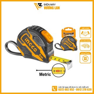 Thước kéo cuộn thép nền vàng cao cấp INGCO 5m 8m 10m, thước dây cuộn tự động chất liệu ABS - Chống sốc khi rơi
